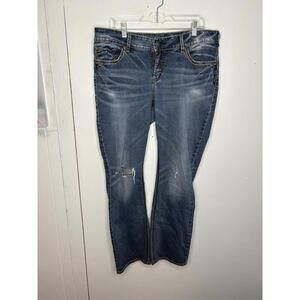 Silver Jeans Womens 16 Suki Mid Baby Boot Ripped Knee Western Country Cowgirl